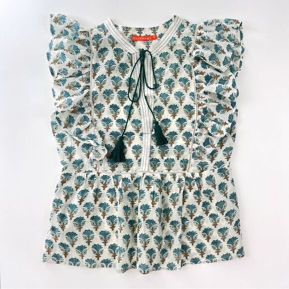 OLIPHANT flirty tie top in blue/gold lotus Size S - Picture 4 of 9